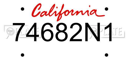 74682N1 California License Plate