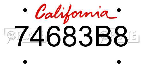 74683B8 California License Plate