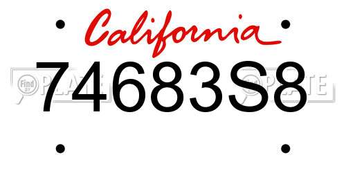 74683S8 California License Plate