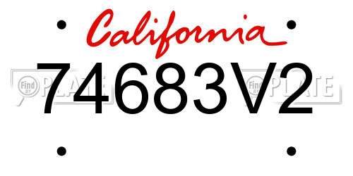 74683V2 California License Plate