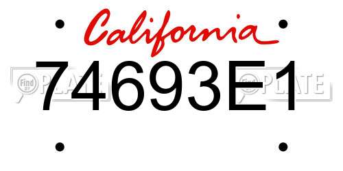 74693E1 California License Plate