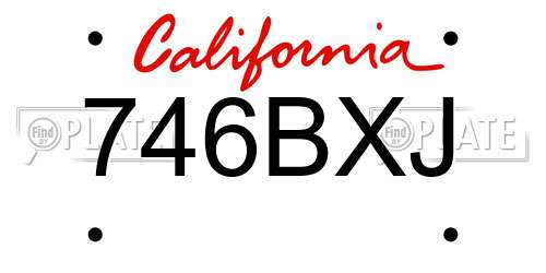 746BXJ California License Plate