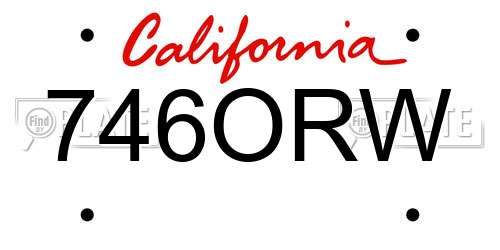 746ORW California License Plate