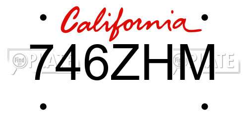 746ZHM California License Plate