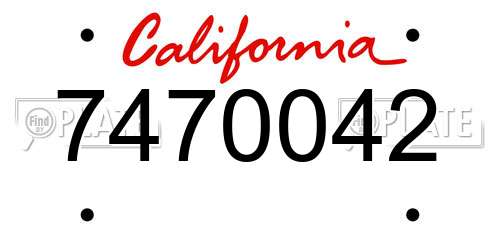 7470042 California License Plate