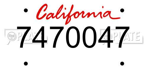 7470047 California License Plate