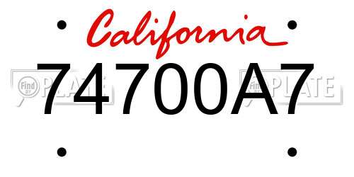 74700A7 California License Plate