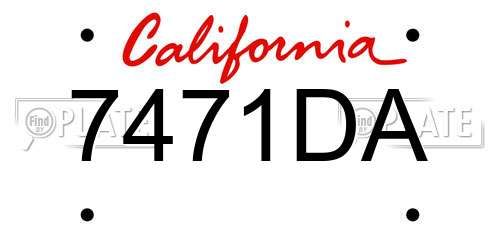 7471DA California License Plate