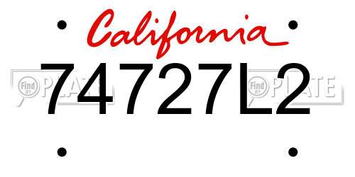 74727L2 California License Plate