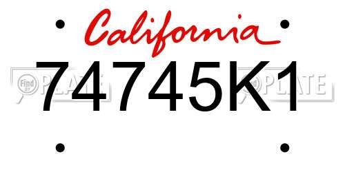 74745K1 California License Plate