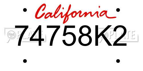 74758K2 California License Plate
