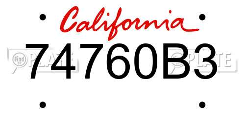 74760B3 California License Plate