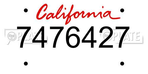 7476427 California License Plate