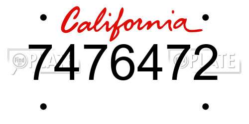 7476472 California License Plate