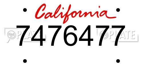 7476477 California License Plate