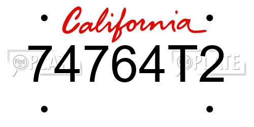 74764T2 California License Plate