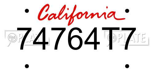 74764T7 California License Plate