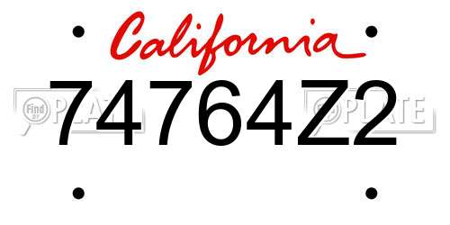 74764Z2 California License Plate