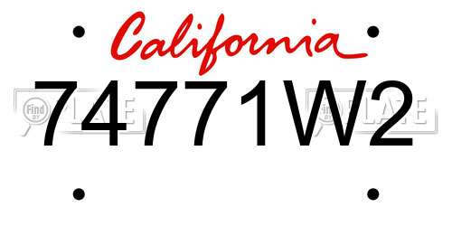 74771W2 California License Plate