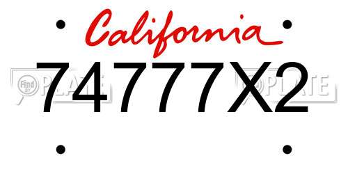 74777X2 California License Plate