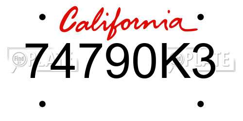 74790K3 California License Plate
