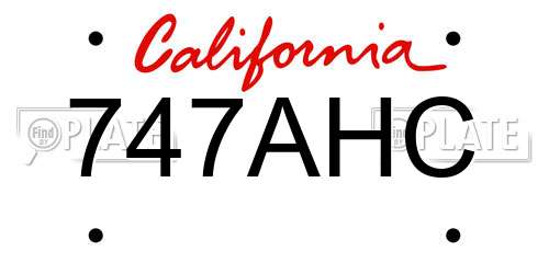 747AHC California License Plate