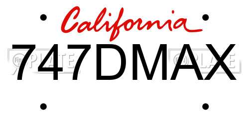 747DMAX California License Plate