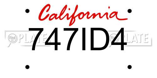 747ID4 California License Plate