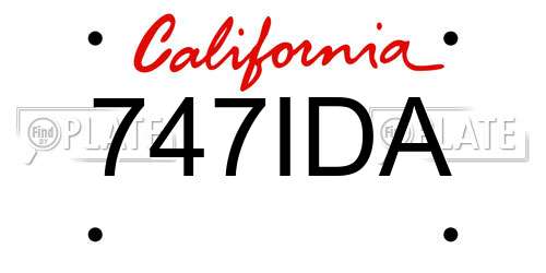 747IDA California License Plate