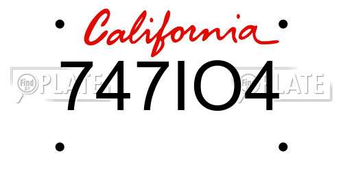 747IO4 California License Plate
