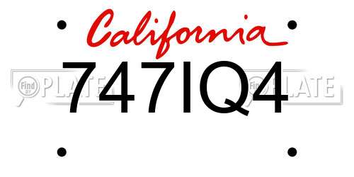 747IQ4 California License Plate