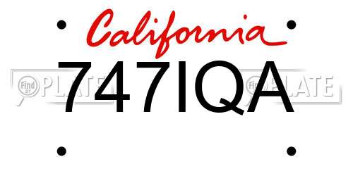 747IQA California License Plate