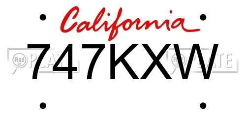747KXW California License Plate