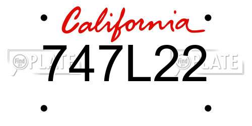 747L22 California License Plate