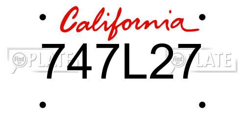 747L27 California License Plate