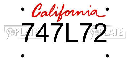 747L72 California License Plate