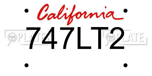747LT2 California License Plate