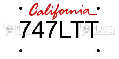 747LTT California License Plate