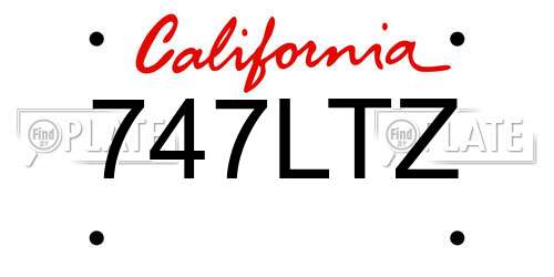 747LTZ California License Plate