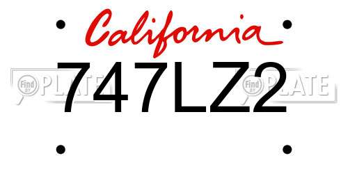 747LZ2 California License Plate