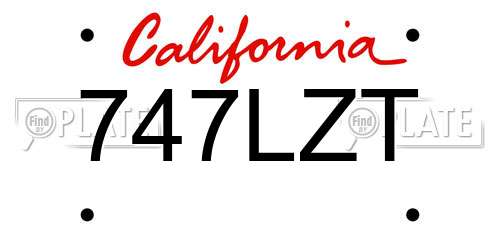 747LZT California License Plate