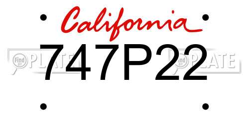 747P22 California License Plate