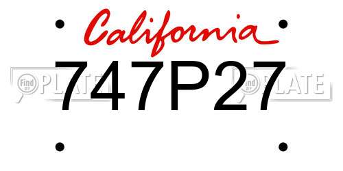 747P27 California License Plate