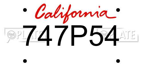 747P54 California License Plate