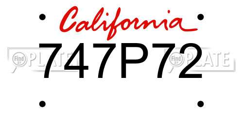747P72 California License Plate