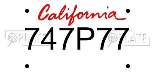 747P77 California License Plate