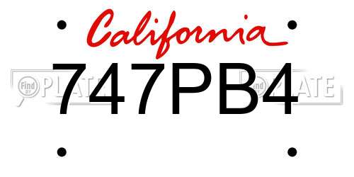 747PB4 California License Plate