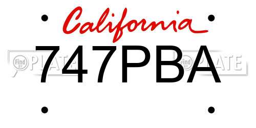 747PBA California License Plate