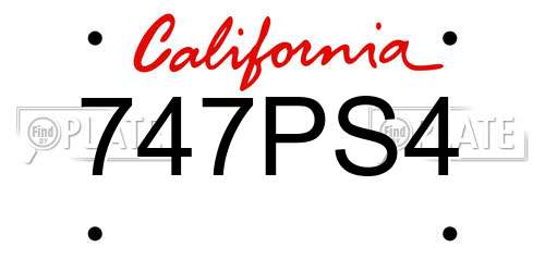 747PS4 California License Plate