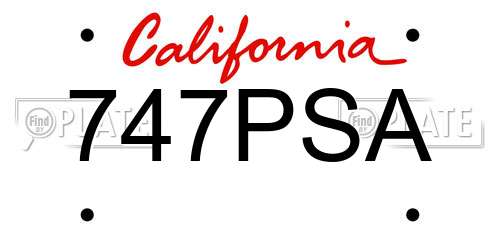 747PSA California License Plate